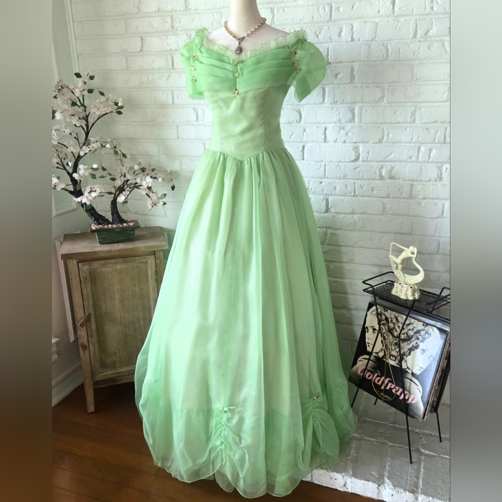 CLEARANCE Vtg 1960s Flower Ball Gown, Fairy, Romantic, Victorian, Wedding, Prom - Picture 4 of 14